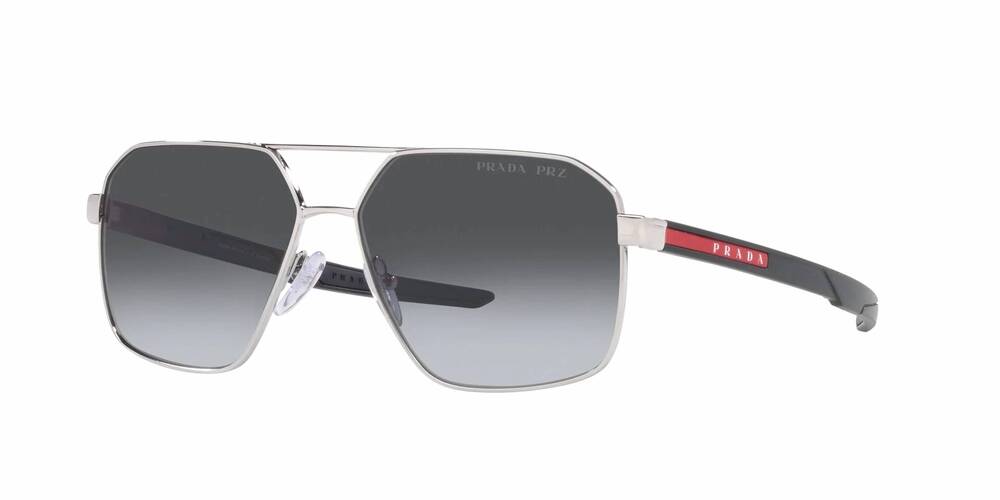 NEW PRADA men's linea rossa ps 55ws sunglasses in silver - gradient grey - polar